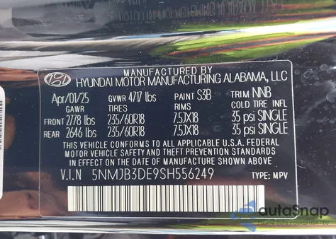 2025 Hyundai Tucson Sel z USA, uszkodzony, nr VIN 5NMJB3DE9SH556249